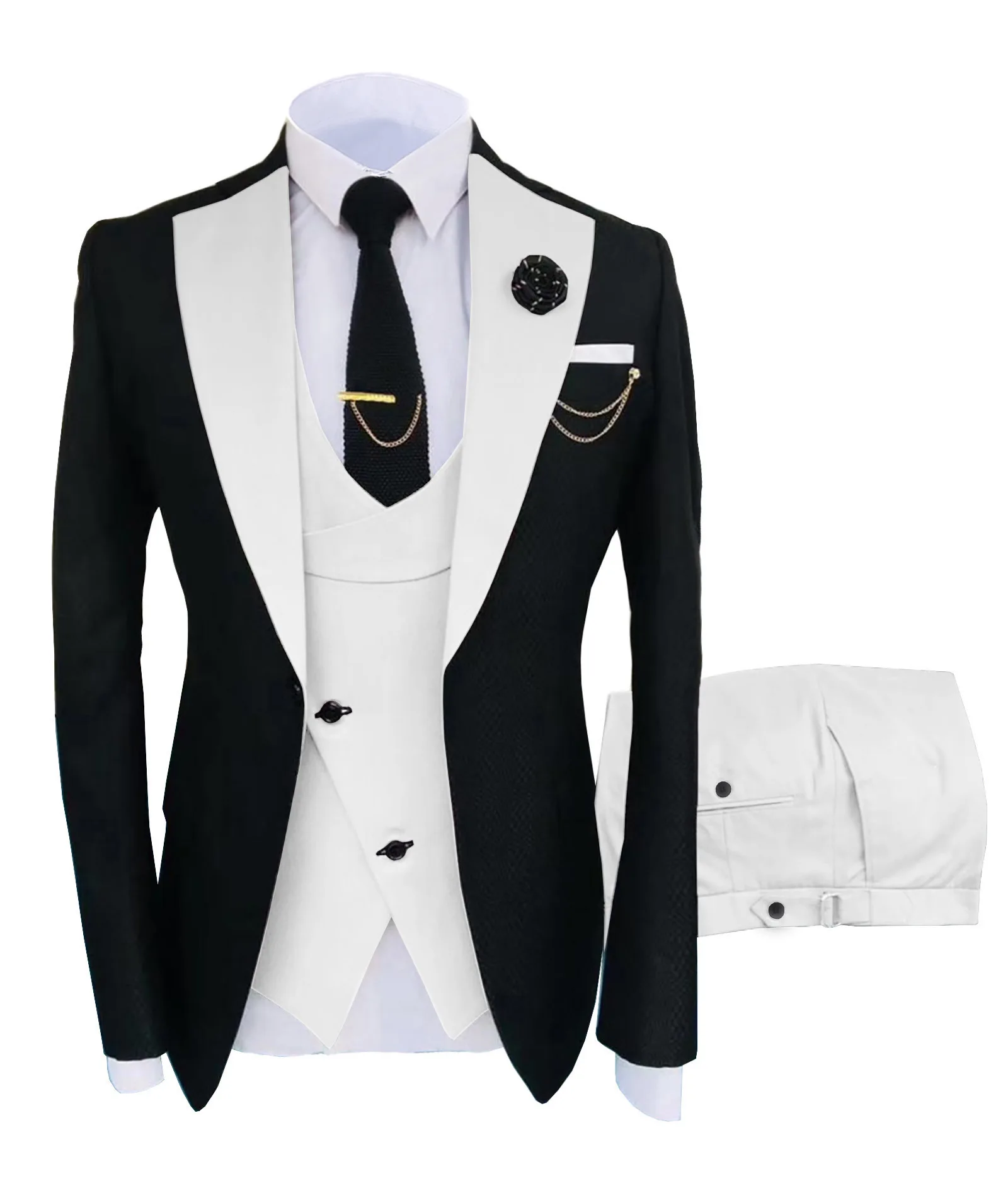 Wholesale 3 Piece Set Business Coat Vest Pants Male Suits Men Wedding Suit Blazer Hombre