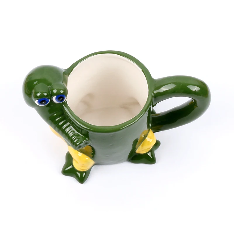 Handmade creative cute milk coffee mugs factory custom 3d animal mug crocodile shape cup