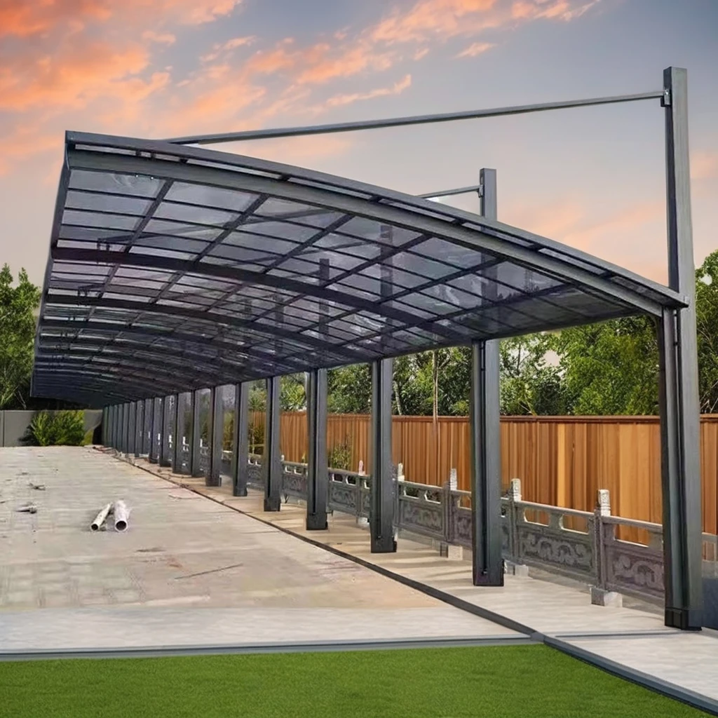 Transparent Outdoor PC Tile Aluminum Type Car Pavilion with Plastic Board for Convenient Parking Lot Use