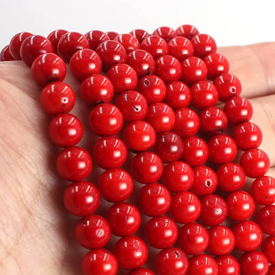 Original Natural Red Coral Round Loose Beads for Sale
