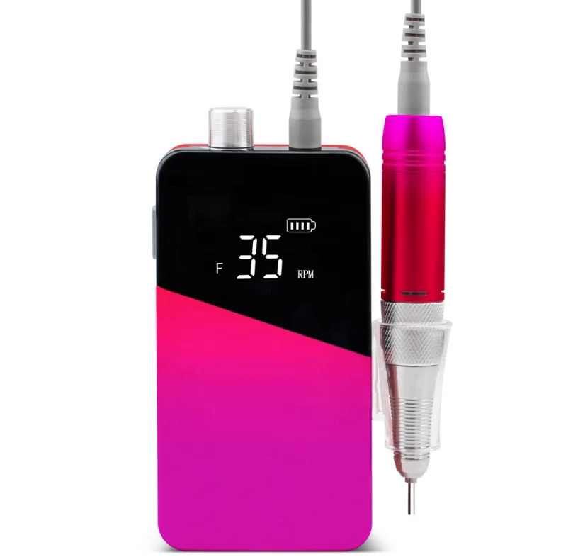Портативный беспроводной стальной перезаряжаемый аппарат для маникюра с розовым градиентом