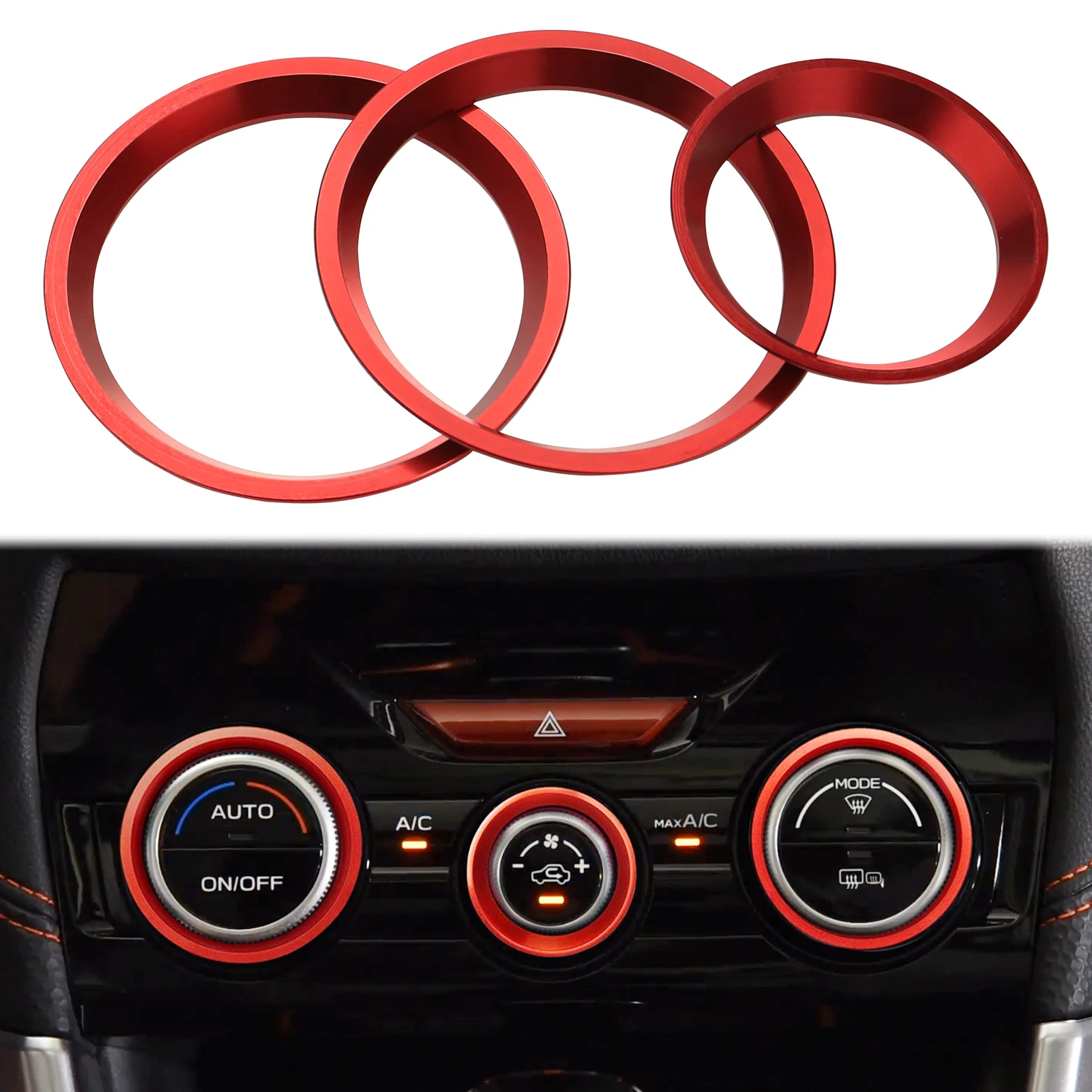 AC Climate Control Knob Outer Ring Covers Accessories Fir for Subaru Forester 2019-2022 Crosstrek 2018-2021 Impreza 2017-2022