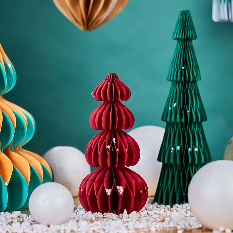 ECO Friendly Christmas Tree Decoration Christmas Honeycomb Paper Ornaments for Christmas Tree Hanging Decorations Manufacturer