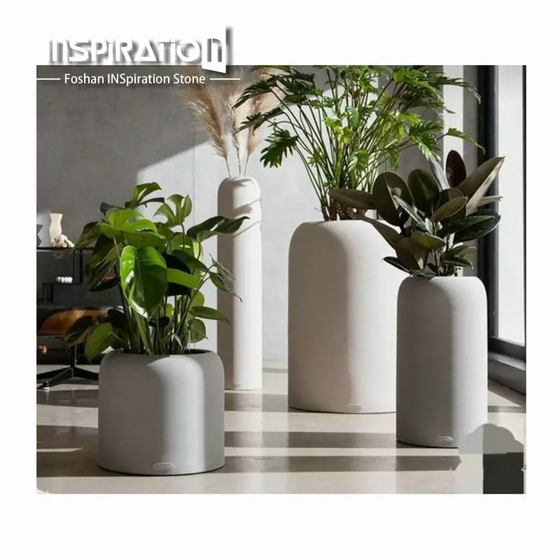 Round Big Flower Pots with Drain Hole Garden Home Decoration Resin Outdoor Planter Pots for Planting fiberglass planters