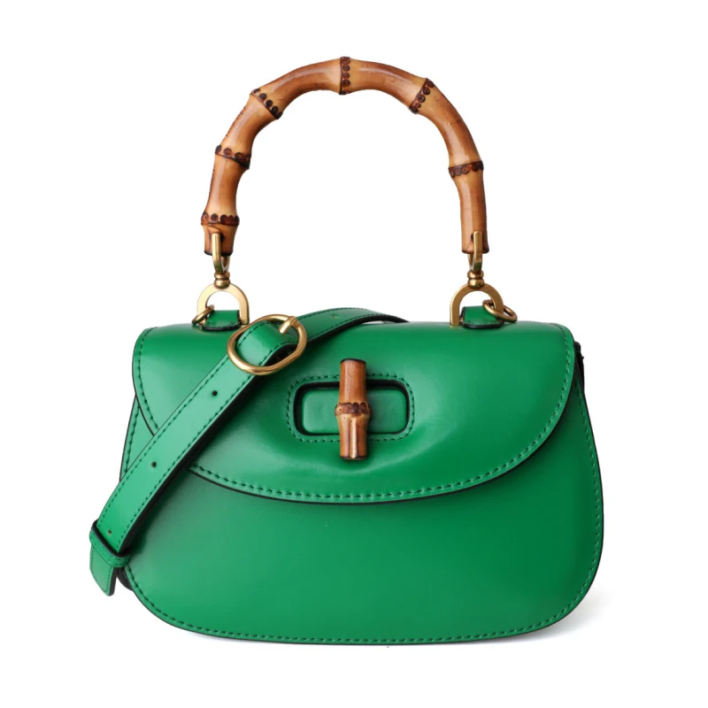 2024 Bamboo Handle Purses And Handbags Luxury Genuine Leather Bags For Women Ladies