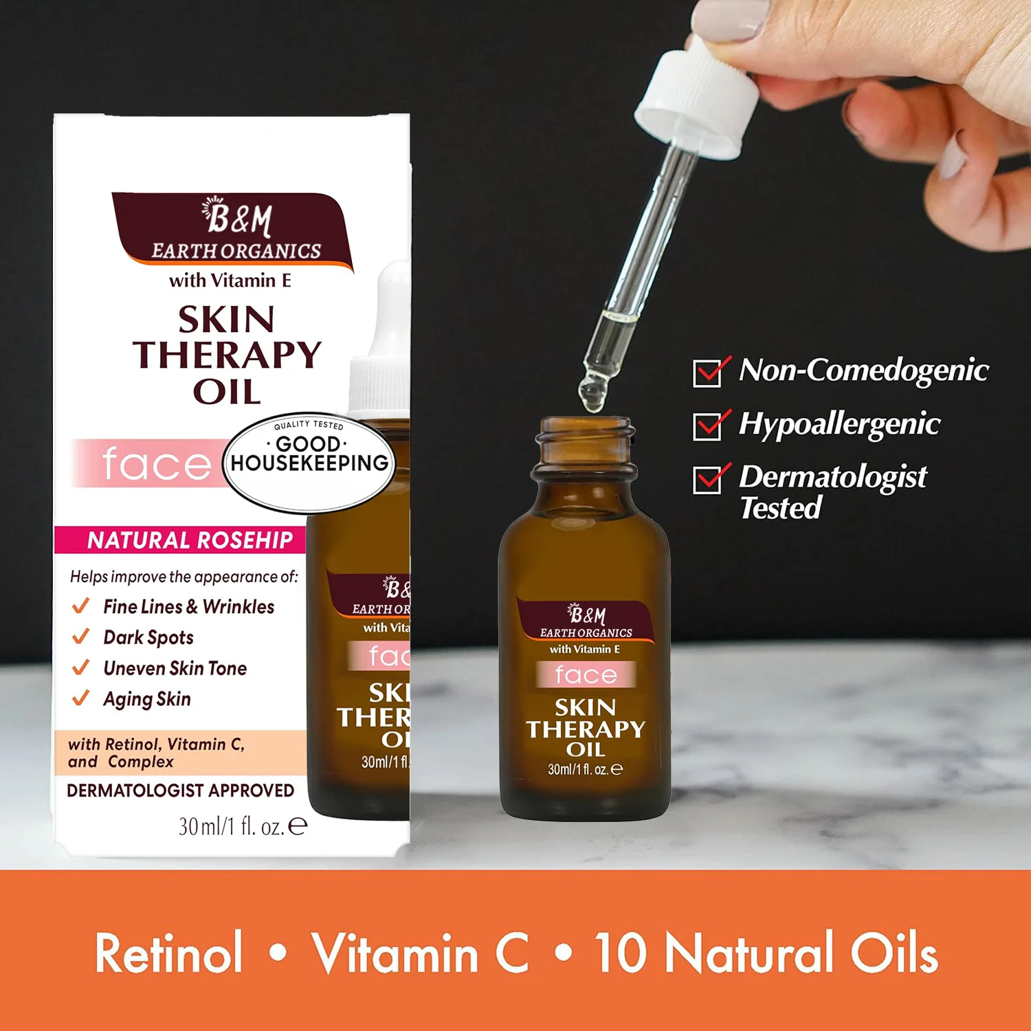 Moisturizing Skin Therapy Oil for Face with Vitamin E Pure Facial Oil Blend Rosehip Fragrance