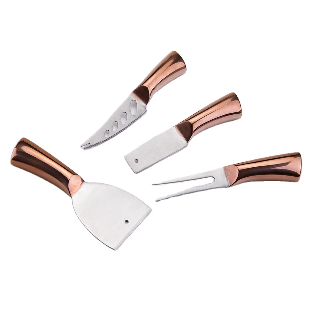 Premium 4 pcs Stainless Steel Cheese Knife Set with Comfortable Handle