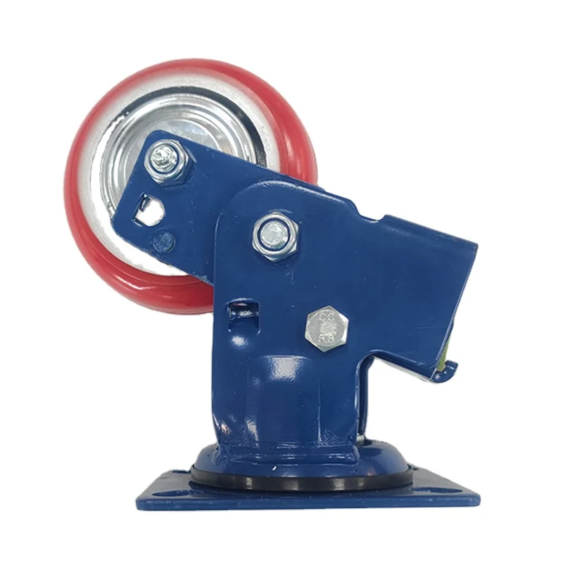 Factory wholesale Heavy Duty Castor Trolley Wheels  200mm shock absorbing Heavy Duty Spring Loaded Pu Caster Wheels