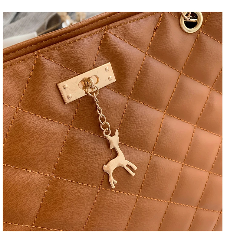 Big Capacity Leather Tote Purse Shoulder Bag Ladies Plaid Hobo Satchel Quilted Handbag for Women