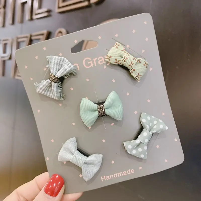 new arrival infants 5pcs mini hair clip set girls multi design bowknot barrette baby princess bobby pin