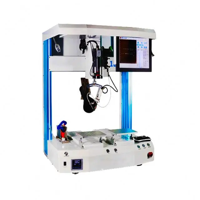 Double bench two station automatic pcb robotic soldering machine