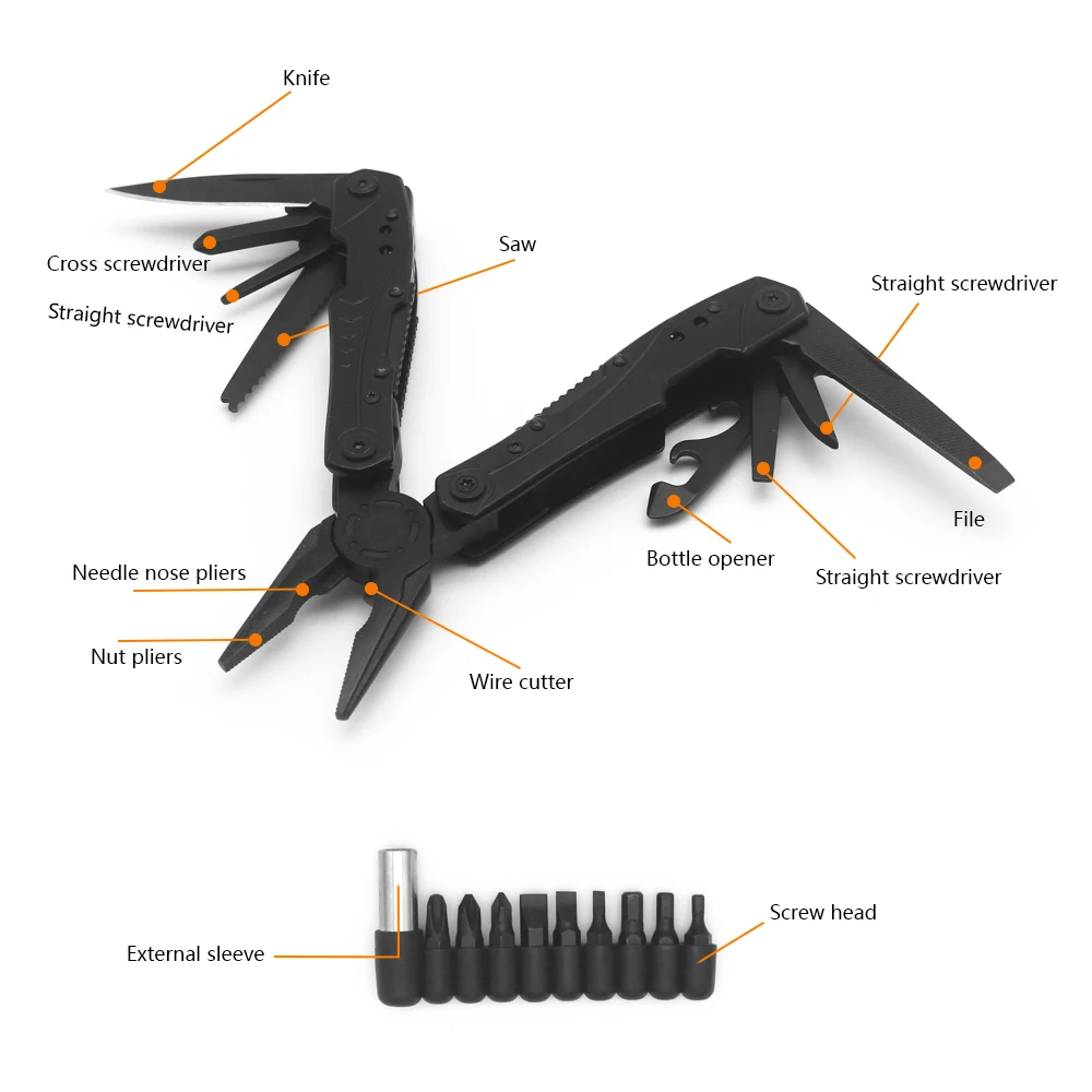 11 in 1 Stainless Steel Foldable Multitools Edc Multi-tool With Pocket Knife Multipurpose Tool