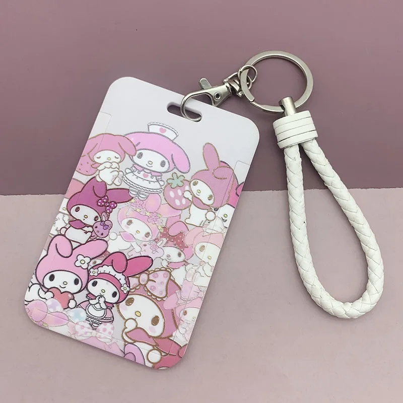 ins cartoon card sleeve students campus meal card protective sleeve cute doll key chain bus metro card bag ID holder