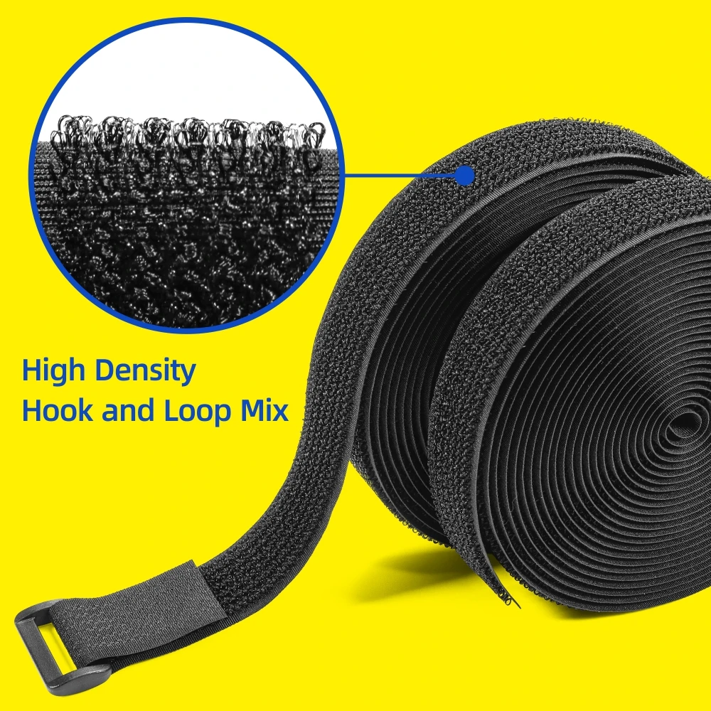 Multi-function 2 In 1 Hook And Loop Tape Fastening Strap with Plastic Buckle Self-locking Hook Loop Tape