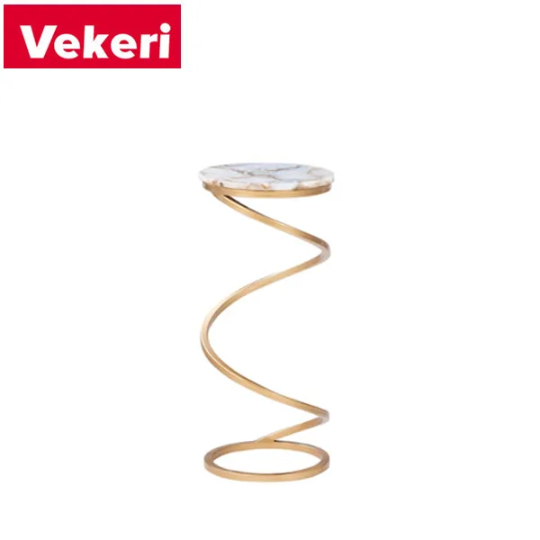 Spiral iron table legs and white marble mesa, Bohemian style side table, bedside sofa edge is a piece of art.