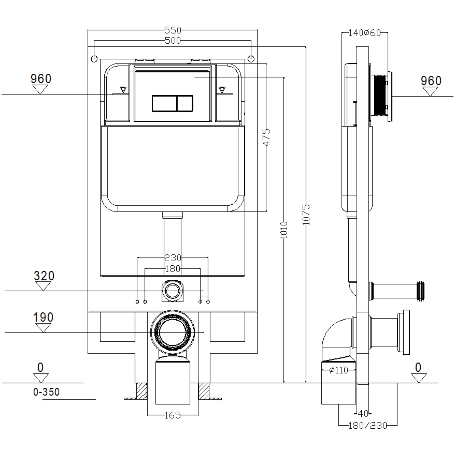 New Smart Toilet Wall Hung Slim Dual Flush Cistern Conceal Tank Flush Fittings Concealed Cistern