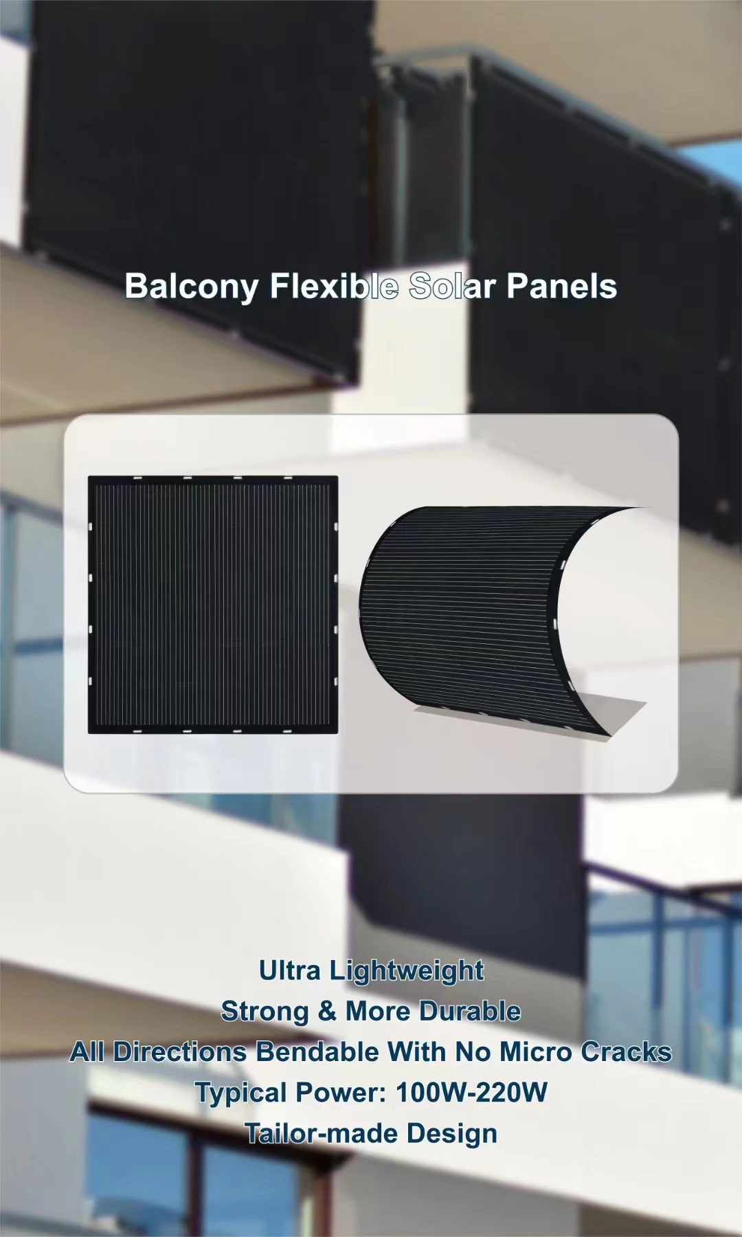 Stock Balcony 200w Mono Photovoltaic Solar Panel for  Home Solar Energy Storage System
