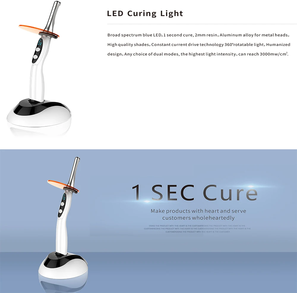 Blue Cordless LED Cure Lamp Wireless Curing Light Dental Curing Machine Can Adjustable Working Time Dental Equipment