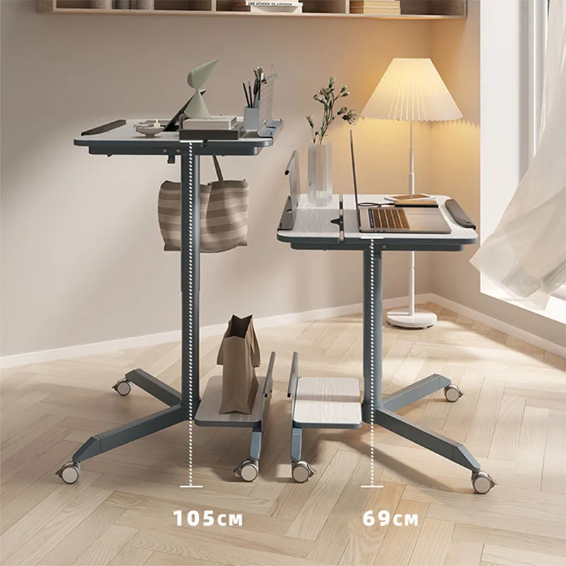 Office Computer Tables Portable Standing Lecture Table Home Height Adjustable Small Movable Pneumatic Standing Desk