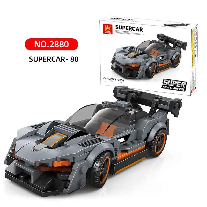 2880 Building Brick Sets Racing Car Sports Car Police Car Model Assembly MOC Block Small particles Educational Children Toys
