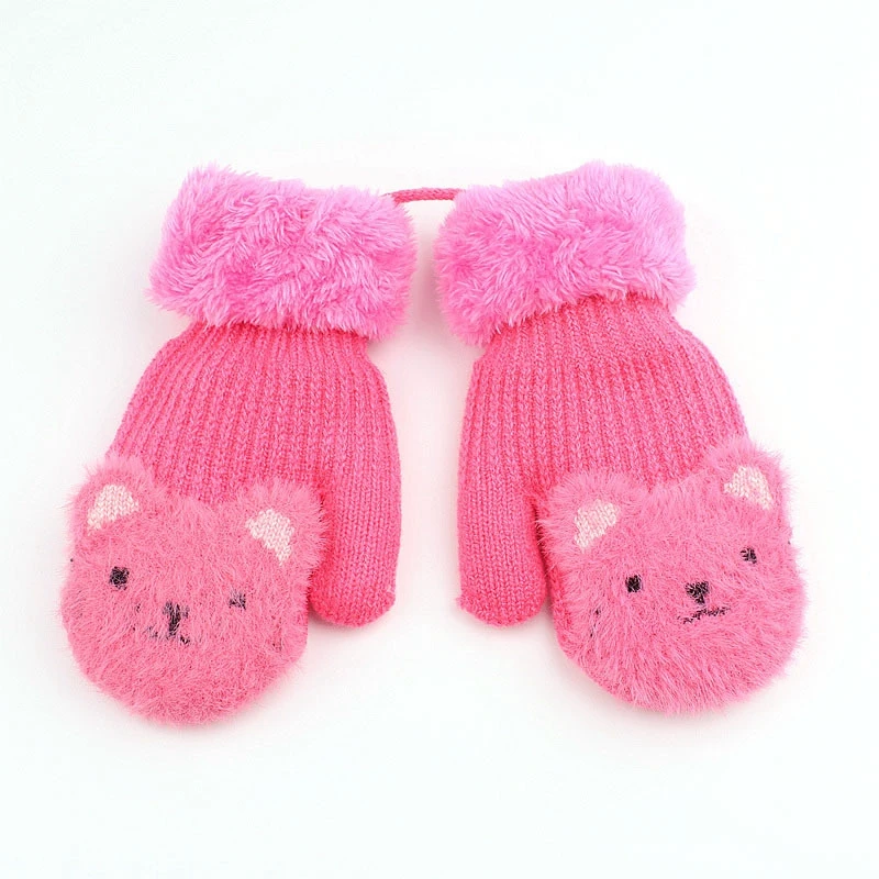 New Arrival Winter Baby Boys Girls Knitted Gloves Warm Rope Full Finger Mittens Gloves for Children Toddler Kids Gloves