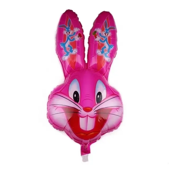 Inflatable Bunny Foil Cartoon Happy Easter Balloon Easter Decoration Accept Customized 83_43cm Balloon Blue Pink Logo 1 Color