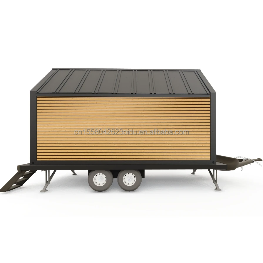 Modern  Container House Triangular Wooden Container Trailers with Wheels for Outdoor Coffee Sales
