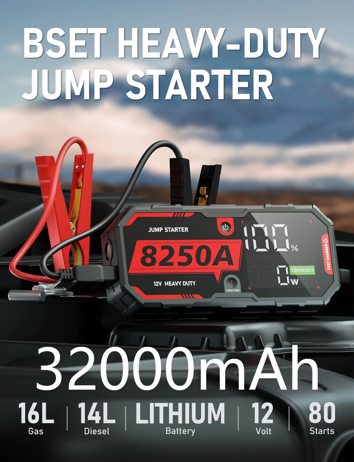 Portable Multi Function Super Capacitor 12V 8250A Battery Booster Powerbank Jump Starter Power Bank for Car