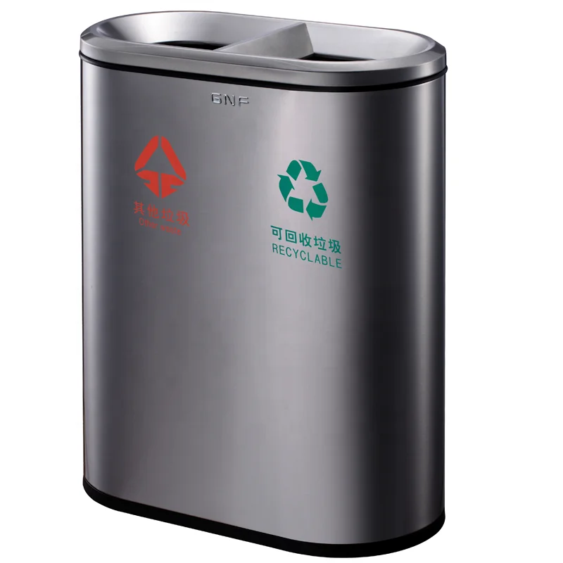 Hot selling  commercial sort black stainless steel metal trash can trash bin