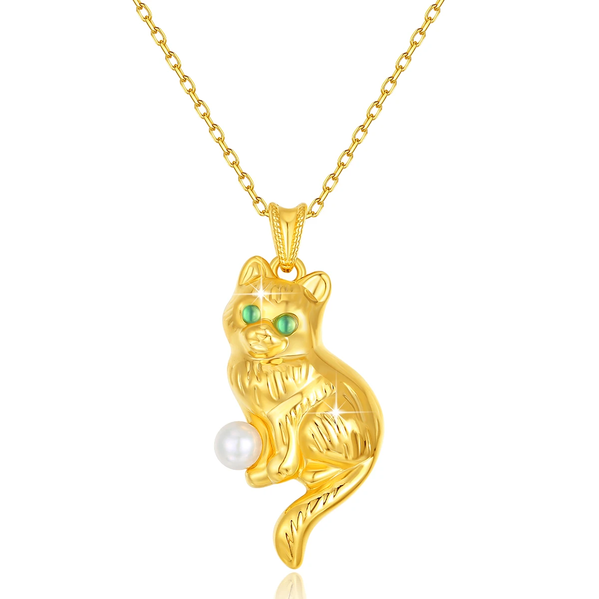 Gold jewelry supplier cheap high quality 18K gold 5D cute fortune cat pendant women