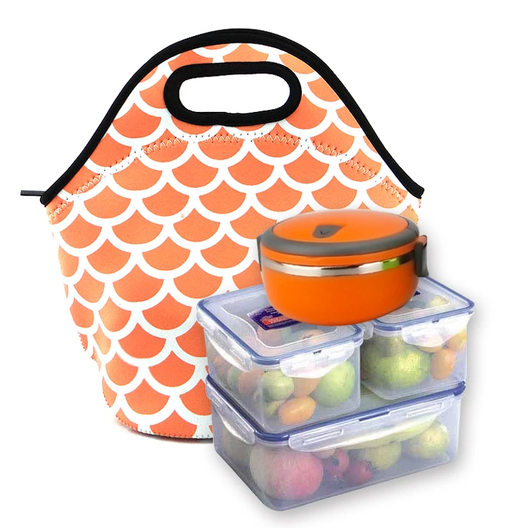 Full custom printed insulated neoprene  lunch tote cooler bag