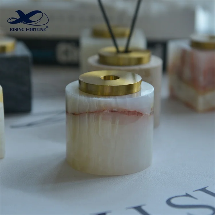 Luxury Onyx Stone Large Reed Diffuser Empty Bottle 200ml and Box Flower Oil Reed Sticks Diffusers Perfume Wholesaler
