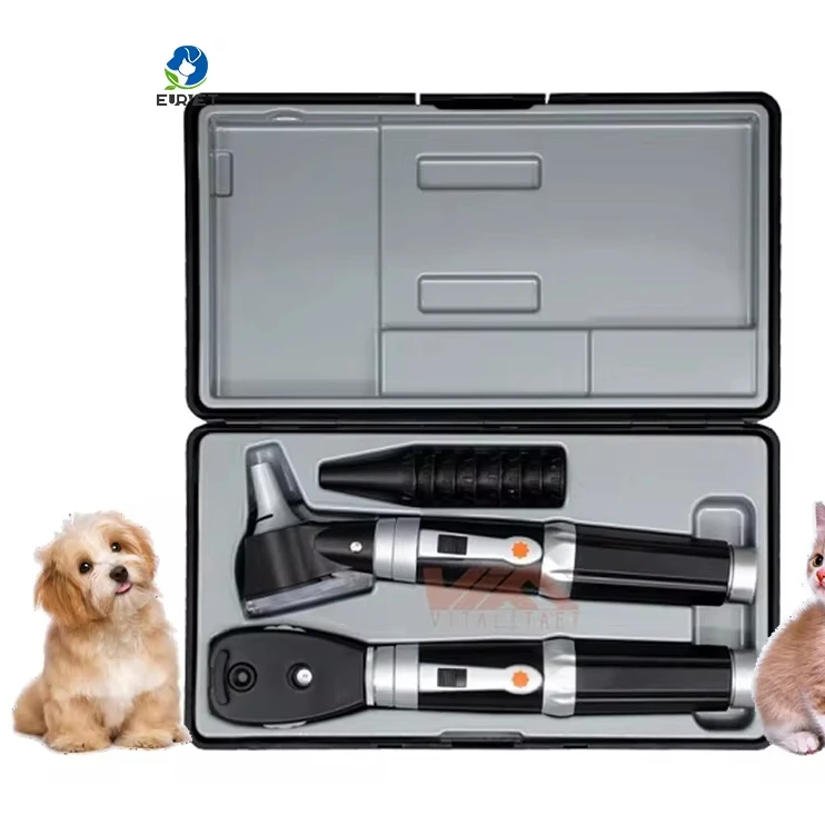 EUR PET 3X amplify digital reusable medical Veterinary otoscope set with viewing window & 4 size ear speculums for pet hospital