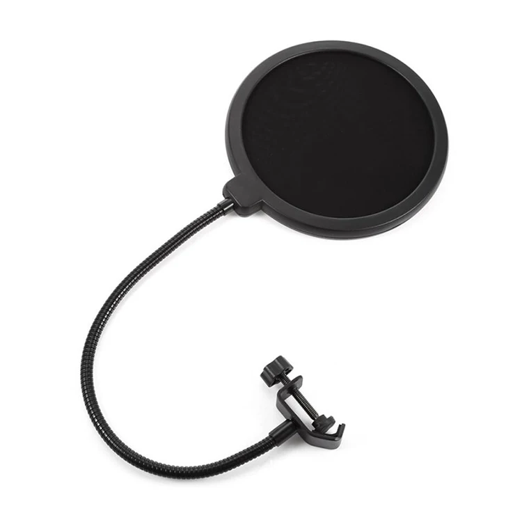 
Microphone Pop Filter For condenser Microphone or Other Dual Layered Wind Pop Screen With Flexible 360 Gooseneck Clip 