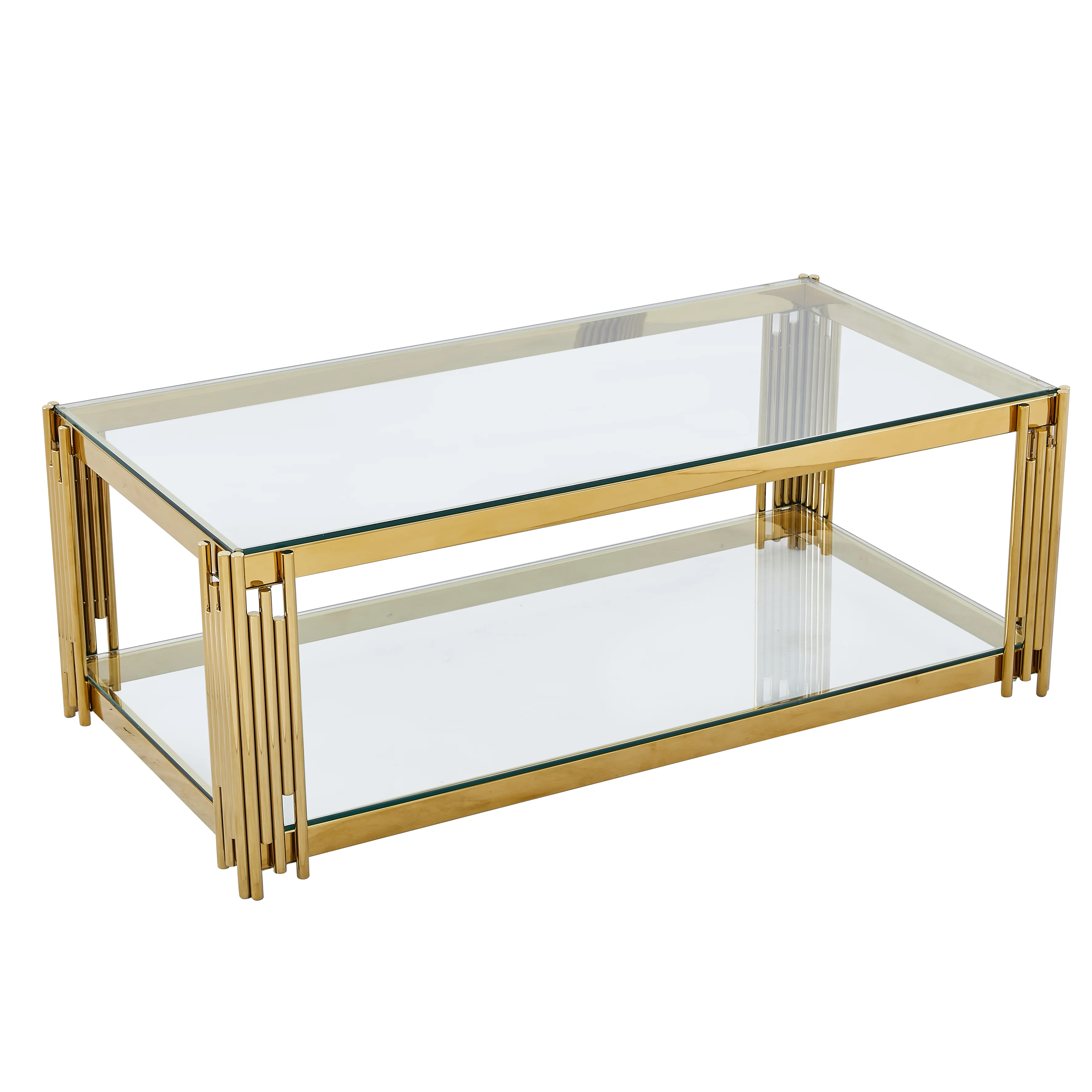 hot sale nordic glass top stainless steel legs side center table living room furniture modern luxury gold coffee tables