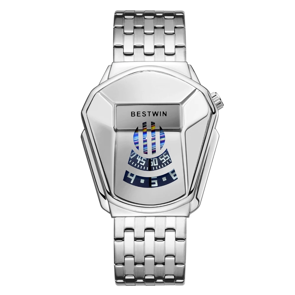 Bestwin Brand Locomotive Style Mens Wrist Watches Hot sale Waterproof Stainless Steel Military Business Watches