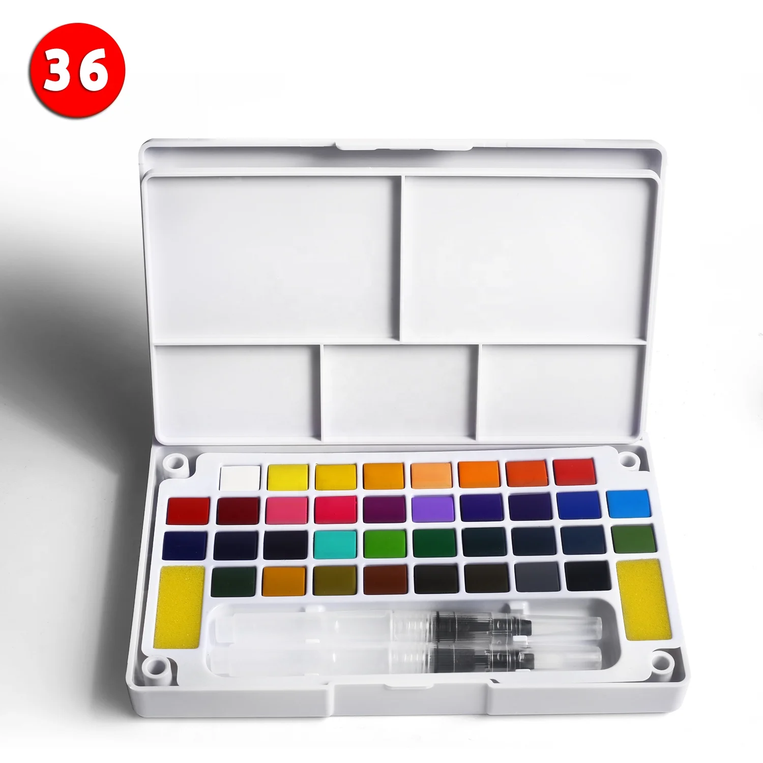 In Stock 12/18/24/36 Colors Professional Artist HalfPan Metallic Water Color Paint Cake Solid Watercolor Paint Set with Brush