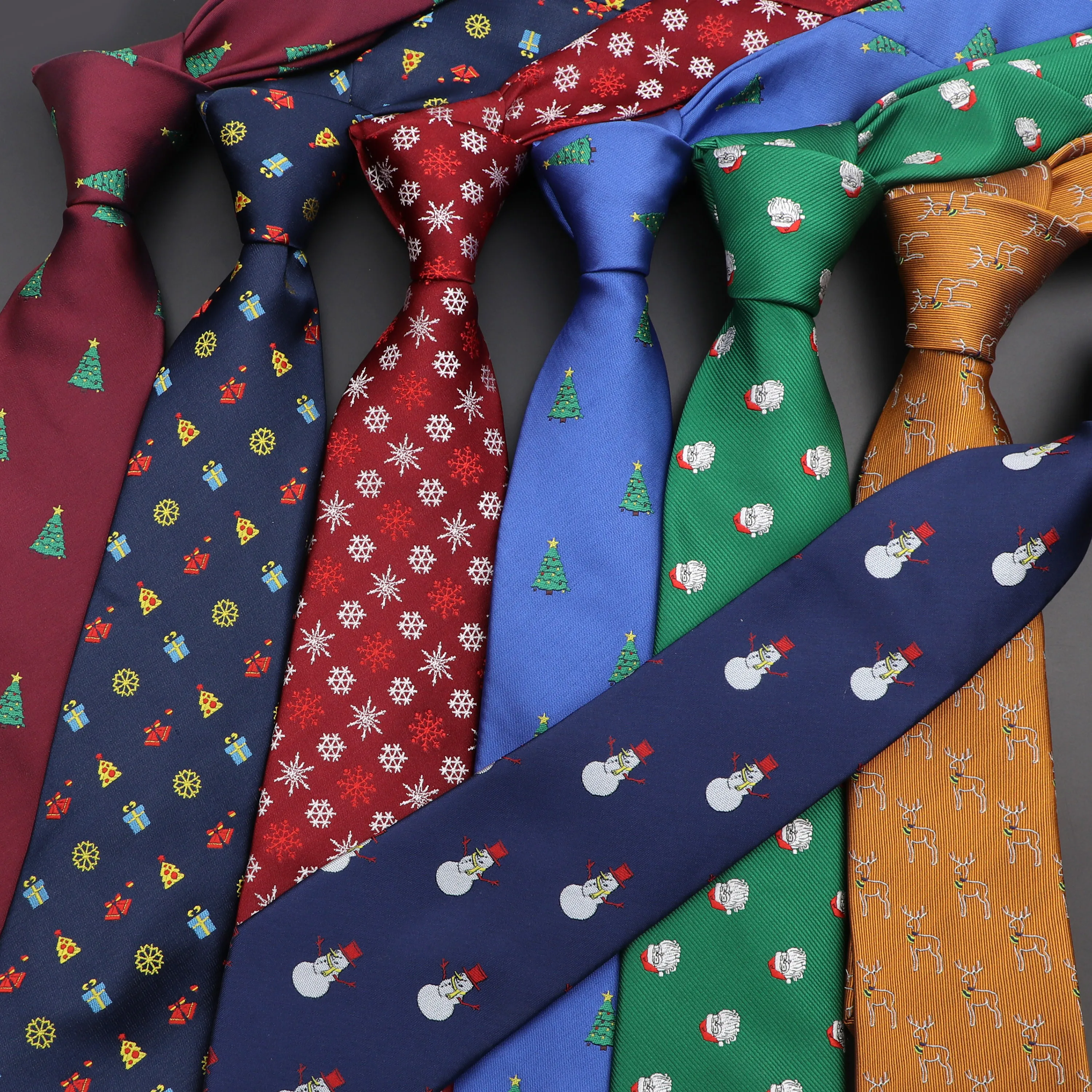 2021 Новый рождественский галстук из полиэстера и шелка жаккардовый Плетеный тонкий Санта-Клаус Снеговик дерево Лось праздничный подарок для