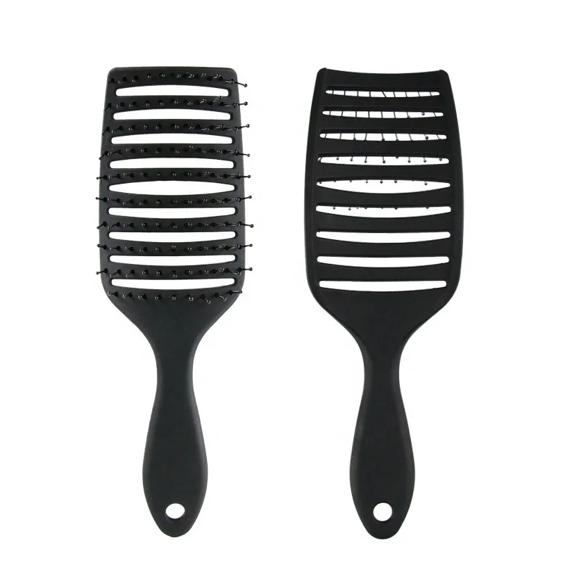 Factory wholesale private label black rubber paint nylon plastic custom logo quick dry detangling vented hair brush
