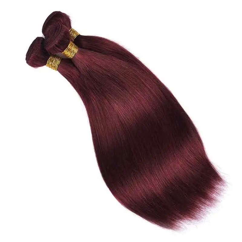 Color 99j Red Straight Hair Extensions 3 Bundles Copper Red Brazilian Human Hair Weave