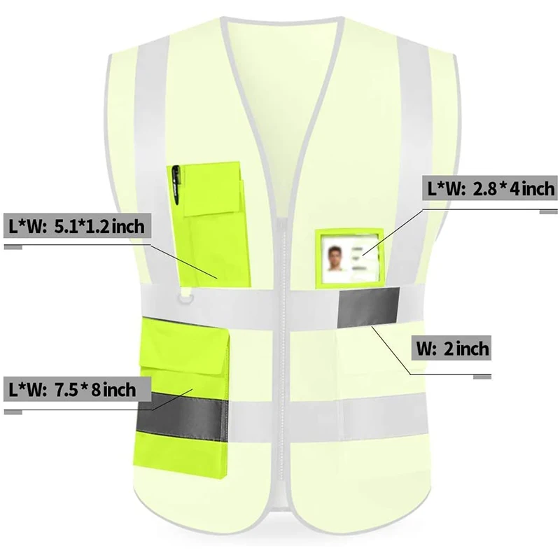 High Quality Wholesale Multi Colors Pocket Zip Security Guard Uniforms Work Reflective Safety Vests with Custom Logo