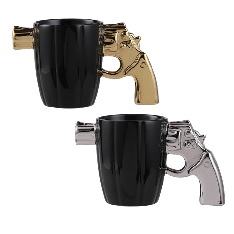 Wholesale creative ceramic revolver gun cup 3D coffee mug