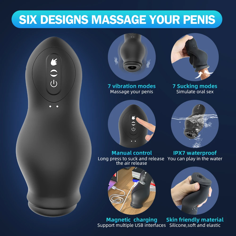 Sex Toys For Men Masturbator cup glans penis training aids vibration sucking modes easy to carry silicone waterproof usb charge