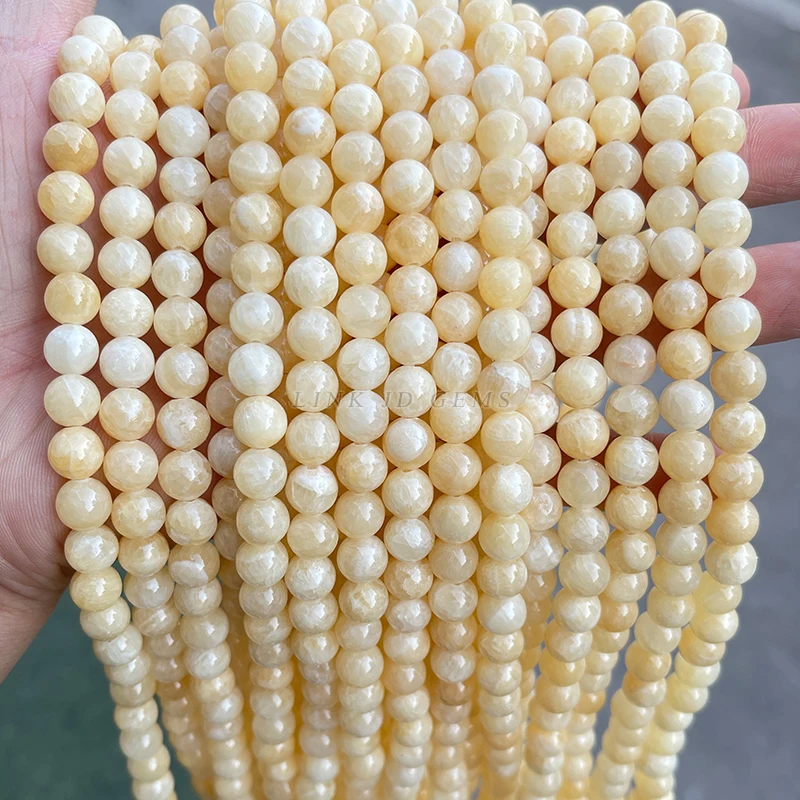 JD  4/6/8/10/12mm Natural Stone AAA Yellow Chalcedony Jades Spacer Round Beads for Jewelry Making DIY Bracelet Necklace