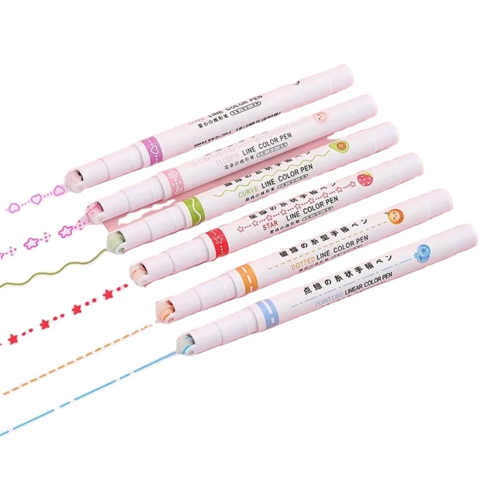 Wholesale hand newspaper fluorescent hand tent contour pen wavy line contour pen