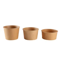 100% biodegradable disposable Eco-friendly brown kraft paper bowl with lid