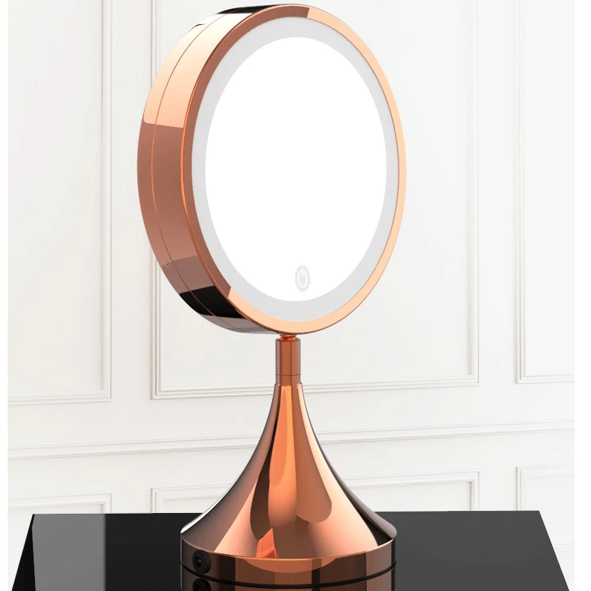 4 Inches Deluxe Gold Chrome Round Anti-Fog Bedroom LED Vanity Make Up Mirror With Light