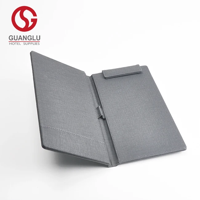 Factory Direct Selling Gray PU Leather Hotel Restaurant Bar Bill Menu Folder