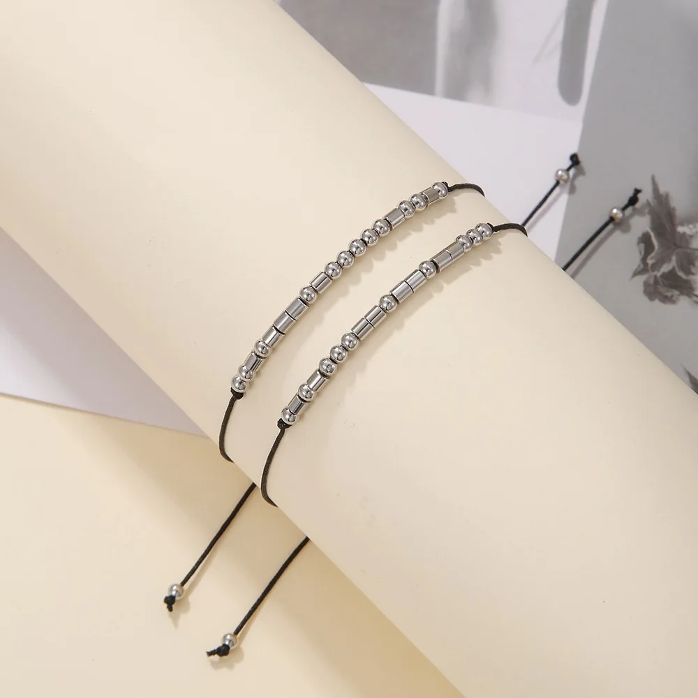2024 New Fashion Handmade Couple Bracelet Jewelry Adjustable Alloy Morse Code Bracelet for Couple Friendship Best Gift