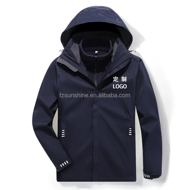 customize unisex 3 in 1 waterproof hooded china wholesale jacket womens and man